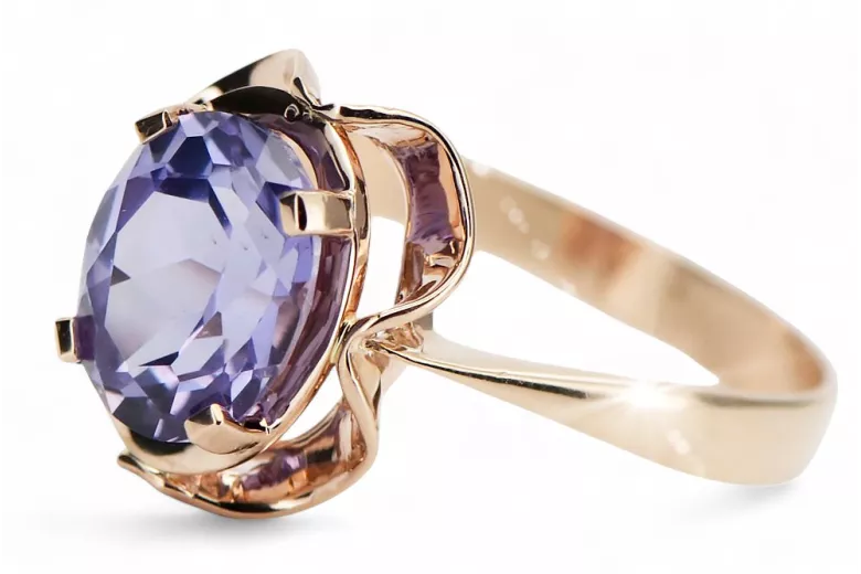 Russische sowjetische Rose 14k 585 gold Alexandrite Ruby Emerald Saphir Zircon Ring vrc206