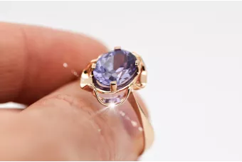 Russian Soviet rose 14k 585 gold Alexandrite Ruby Emerald Sapphire Zircon ring  vrc206