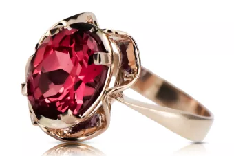 Рубін Оригінальне вінтажне рожеве золото 14 карат Каблучка Вінтаж стиль vrc206r