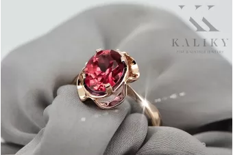 Рубин Оригинальное винтажное розовое золото 14 карат Кольцо Винтаж изделия vrc206r