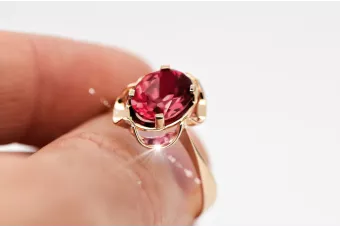 Rubí Oro rosa antiguo original de 14k Anillo Vintage vrc206r