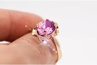 Оригинално ретро 14k розово злато Аметист Пръстен Винтидж крафт vrc206r