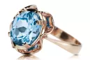 Vintage Anillo Aguamarina Oro rosa antiguo original de 14k vrc206r