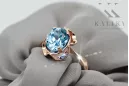 Vintage Anillo Aguamarina Oro rosa antiguo original de 14k vrc206r