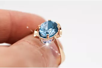 Aquamarine Original Vintage 14K Rose Gold Ring Vintage style vrc206r