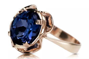 Saphir Or rose 14 carats vintage d'origine Anneau Style vintage vrc206r