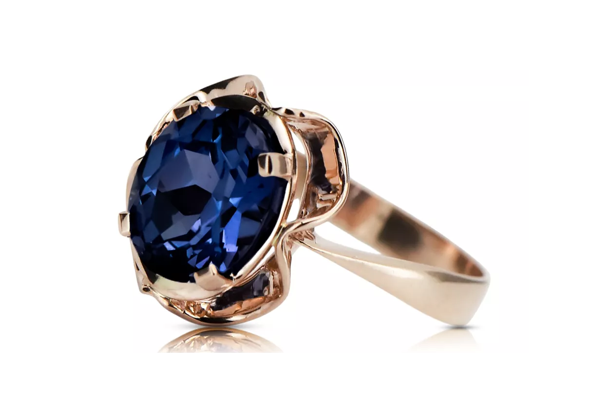 Žiedas Vintažinis stilius Sapyras Originalus 14k rožinio aukso vintage vrc206r Žiedas Vintažinis stilius Sapyras Originalus 14k rožinio aukso vintage vrc206r