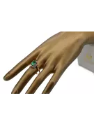 Oro rosa antiguo original de 14k Esmeralda Anillo Estilo vintage vrc206r