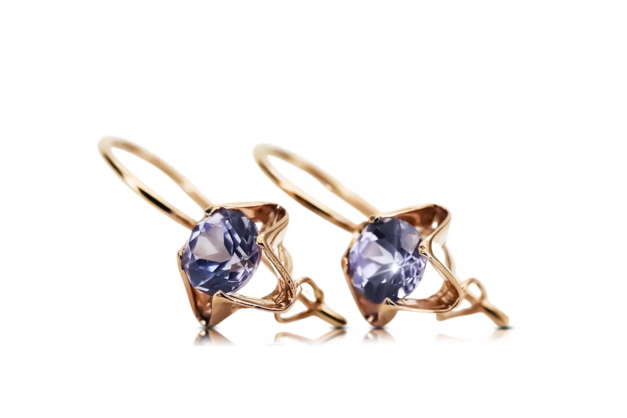Vintage rose pink 14k 585 gold alexandrite earrings vec142 Vintage Russian Soviet Style Vintage rose pink 14k 585 gold alexandrite earrings vec142 Vintage Russian Soviet Style