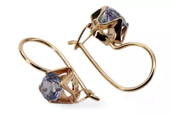 الأقراط الزهرية الوردية الزهرية 14k 585 الذهبية الكساندريت vec142 النمط السوفيتي الروسي