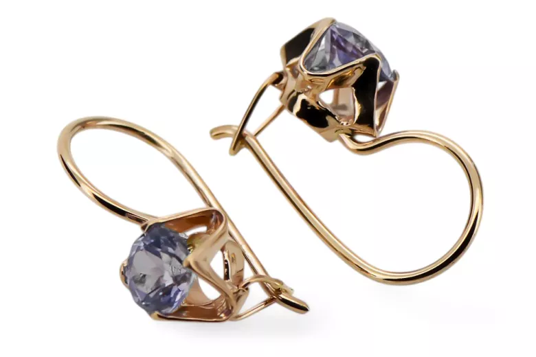 Vintage rose pink 14k 585 gold alexandrite earrings vec142 Vintage Russian Soviet Style