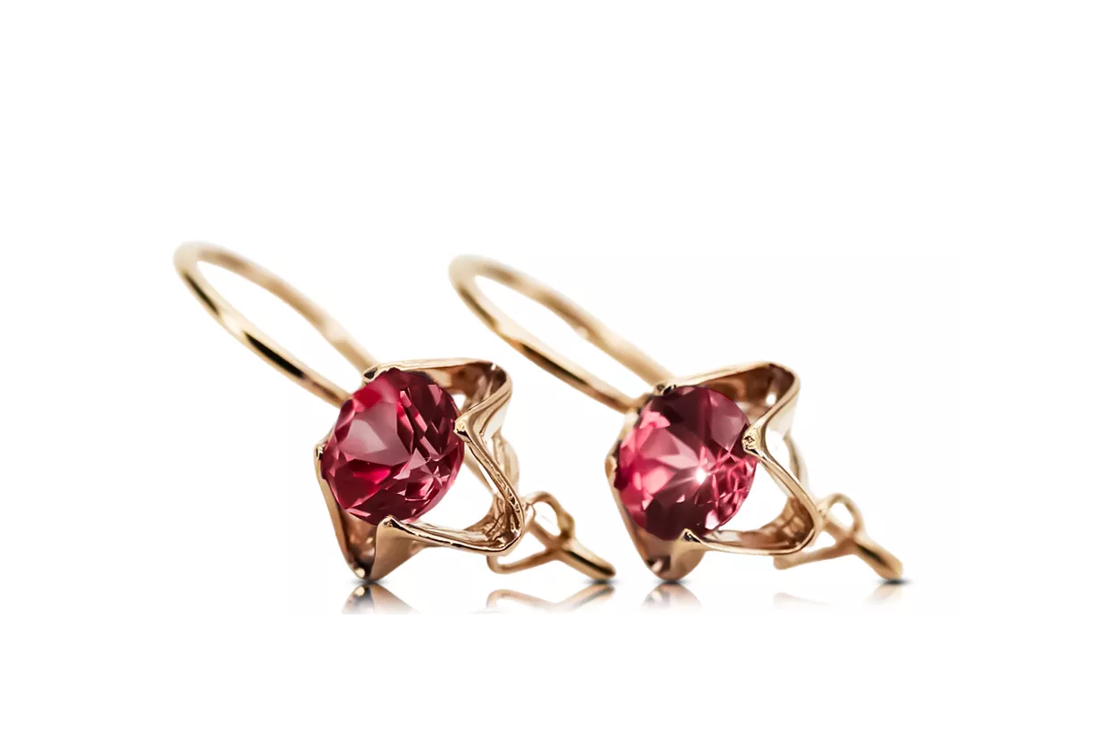Pendientes Rubí Oro rosa antiguo original de 14k Vintage vec142r Pendientes Rubí Oro rosa antiguo original de 14k Vintage vec142r
