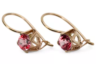 Pendientes Rubí Oro rosa antiguo original de 14k Vintage vec142r