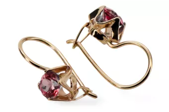 Pendientes Rubí Oro rosa antiguo original de 14k Vintage vec142r