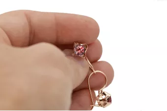 Pendientes Rubí Oro rosa antiguo original de 14k Vintage vec142r