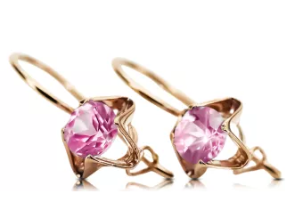 Estilo vintage Pendientes Amatista Oro rosa antiguo original de 14k vec142r