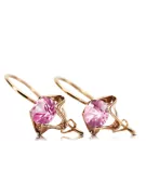 Estilo vintage Pendientes Amatista Oro rosa antiguo original de 14k vec142r