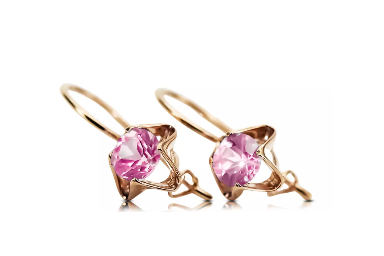 Estilo vintage Pendientes Amatista Oro rosa antiguo original de 14k vec142r Estilo vintage Pendientes Amatista Oro rosa antiguo original de 14k vec142r