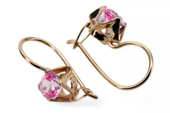 Estilo vintage Pendientes Amatista Oro rosa antiguo original de 14k vec142r