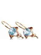 Pendientes Estilo vintage Aguamarina Oro rosa antiguo original de 14k vec142r