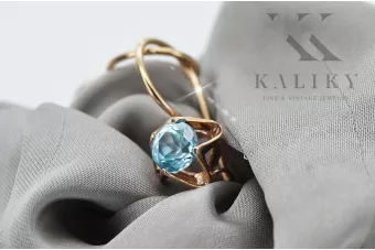 Kolczyki Vintage Biżuteria Akwamaryn Oryginalny wyrób Vintage 14k z różowego złota vec142r