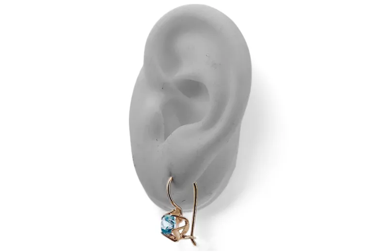 Vintage style Earrings Aquamarine Original Vintage 14K Rose Gold vec142r
