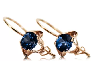 Ohrringe Vintage Schmuck Saphir Originales Vintage-Roségold aus 14 Karat vec142r