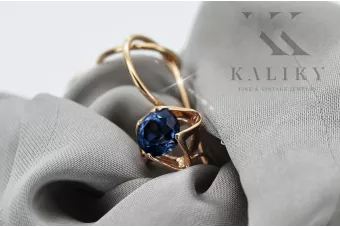 Ohrringe Vintage Schmuck Saphir Originales Vintage-Roségold aus 14 Karat vec142r