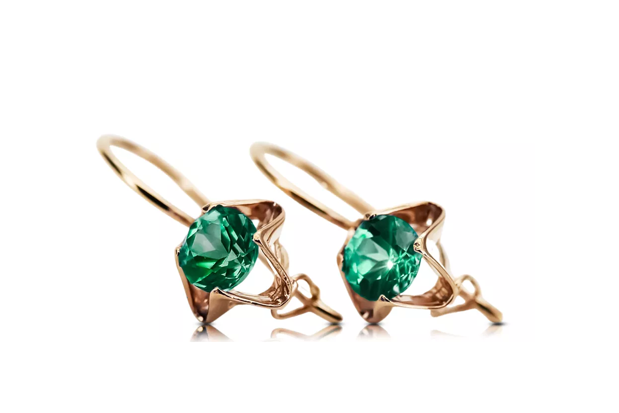 Smaragd Originales Vintage-Roségold aus 14 Karat Ohrringe Vintage vec142r Smaragd Originales Vintage-Roségold aus 14 Karat Ohrringe Vintage vec142r