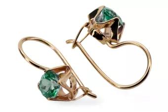 Earrings Emerald Original Vintage 14K Rose Gold Vintage vec142r