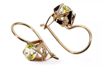 Pendientes Peridoto amarillo Oro rosa antiguo original de 14k Artesanía vintage vec142r
