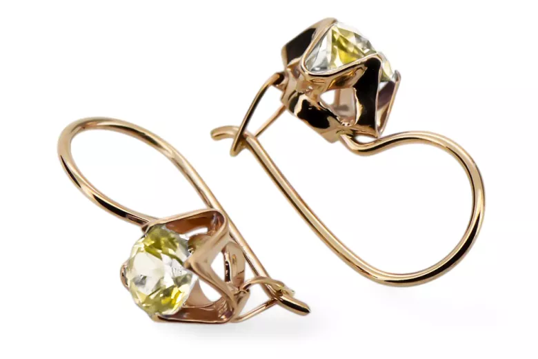 Ohrringe Vintage Stil Gelber Peridot Originales Vintage-Roségold aus 14 Karat vec142r