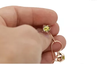 Yellow Peridot Original Vintage 14K Rose Gold Earrings Vintage Jewlery vec142r