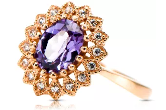 Anillo de alejandrita estilo vintage rosa rusa en oro de 14 quilates crc012r