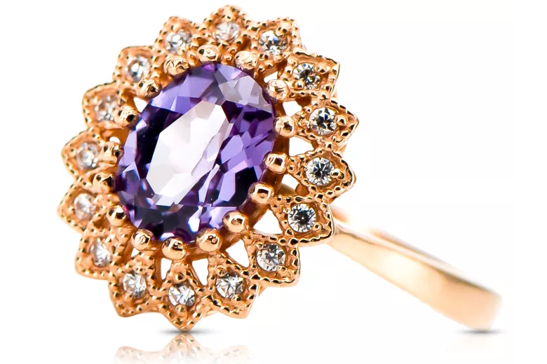 Russian rose pink Vintage style 14K gold Alexandrite Ring crc012r