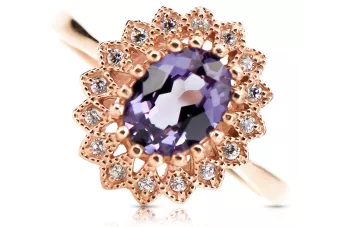 Rusiškos rožinės spalvos vintažinio stiliaus 14 karatų aukso aleksandrito žiedas crc012r