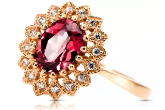 Anillo Joyería vintage Rubí Oro rosa antiguo original de 14k crc012r