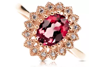 Пръстен Винтидж бижута Рубин Оригинално ретро 14k розово злато crc012r