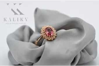 Anillo Joyería vintage Rubí Oro rosa antiguo original de 14k crc012r