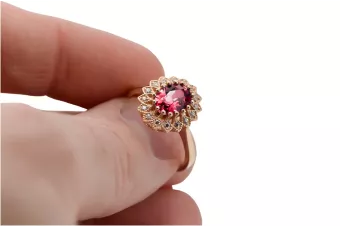 Anillo Joyería vintage Rubí Oro rosa antiguo original de 14k crc012r