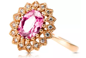 Аметист Оригинальное винтажное розовое золото 14 карат Кольцо Винтаж изделия crc012r