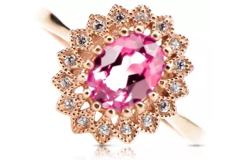 Or rose 14 carats vintage d'origine Améthyste Anneau Bijoux vintage crc012r