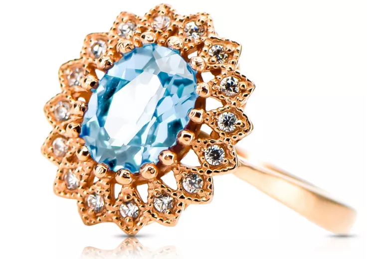 Ring Vintage Aquamarine Original Vintage 14K Rose Gold crc012r