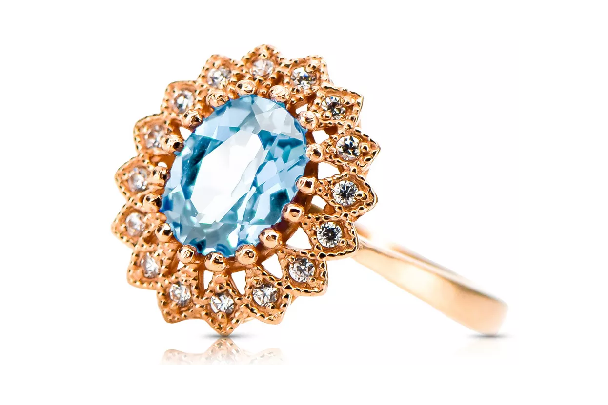 Ring Vintage Aquamarine Original Vintage 14K Rose Gold crc012r Ring Vintage Aquamarine Original Vintage 14K Rose Gold crc012r