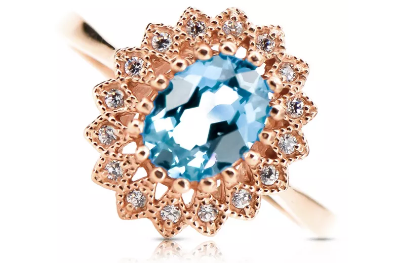 Ring Vintage Aquamarine Original Vintage 14K Rose Gold crc012r