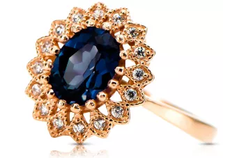 Винтаж стиль Кольцо Сапфир Оригинальное винтажное розовое золото 14 карат crc012r