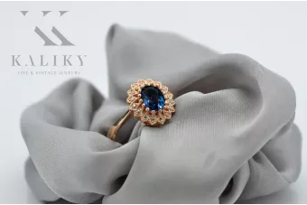 Винтаж стиль Кольцо Сапфир Оригинальное винтажное розовое золото 14 карат crc012r