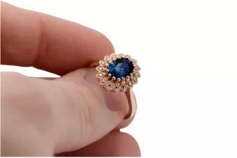 Винтаж стиль Кольцо Сапфир Оригинальное винтажное розовое золото 14 карат crc012r