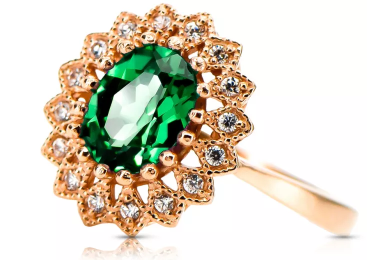 Emerald Original Vintage 14K Rose Gold Ring Vintage style crc012r