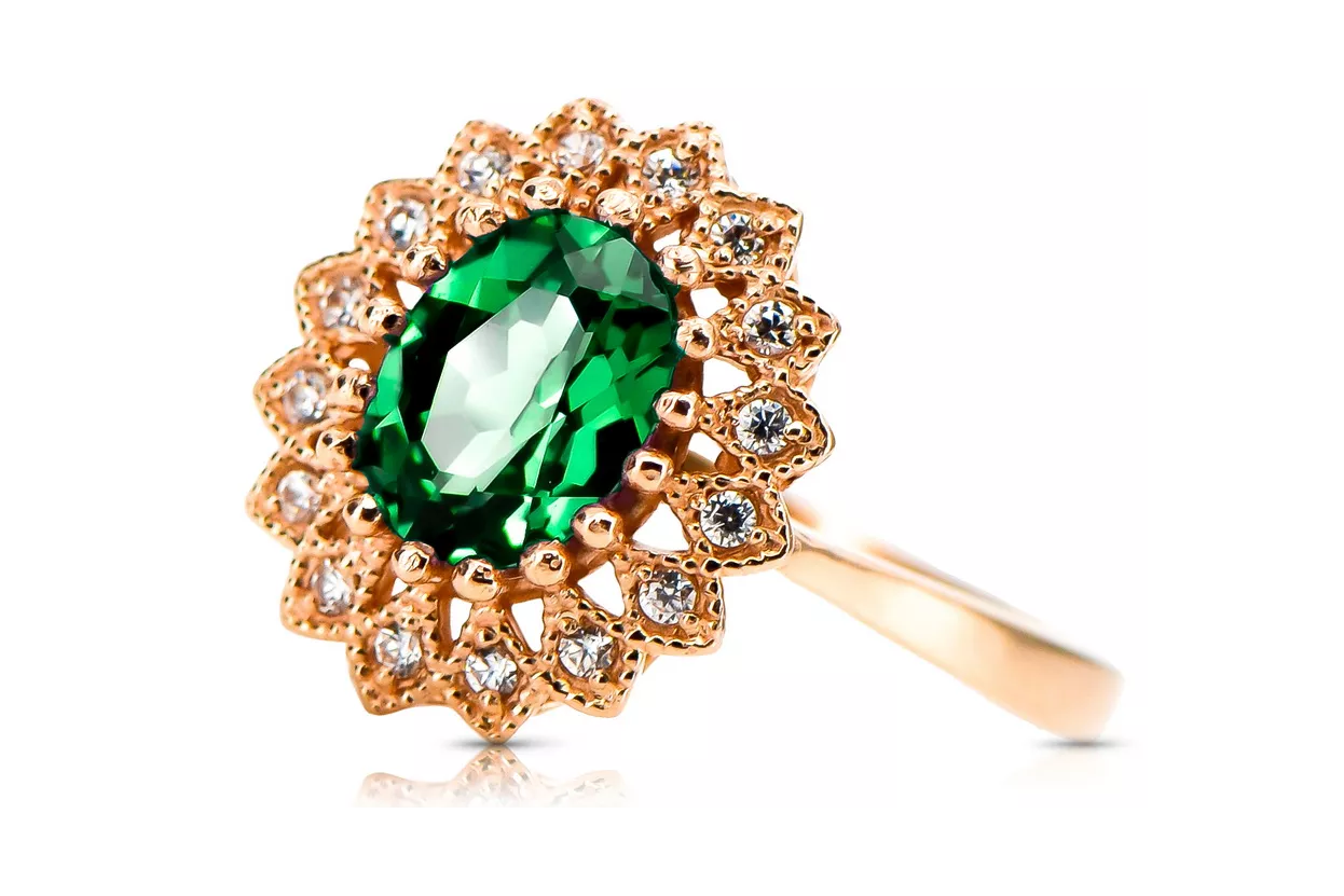 Emerald Original Vintage 14K Rose Gold Ring Vintage style crc012r Emerald Original Vintage 14K Rose Gold Ring Vintage style crc012r